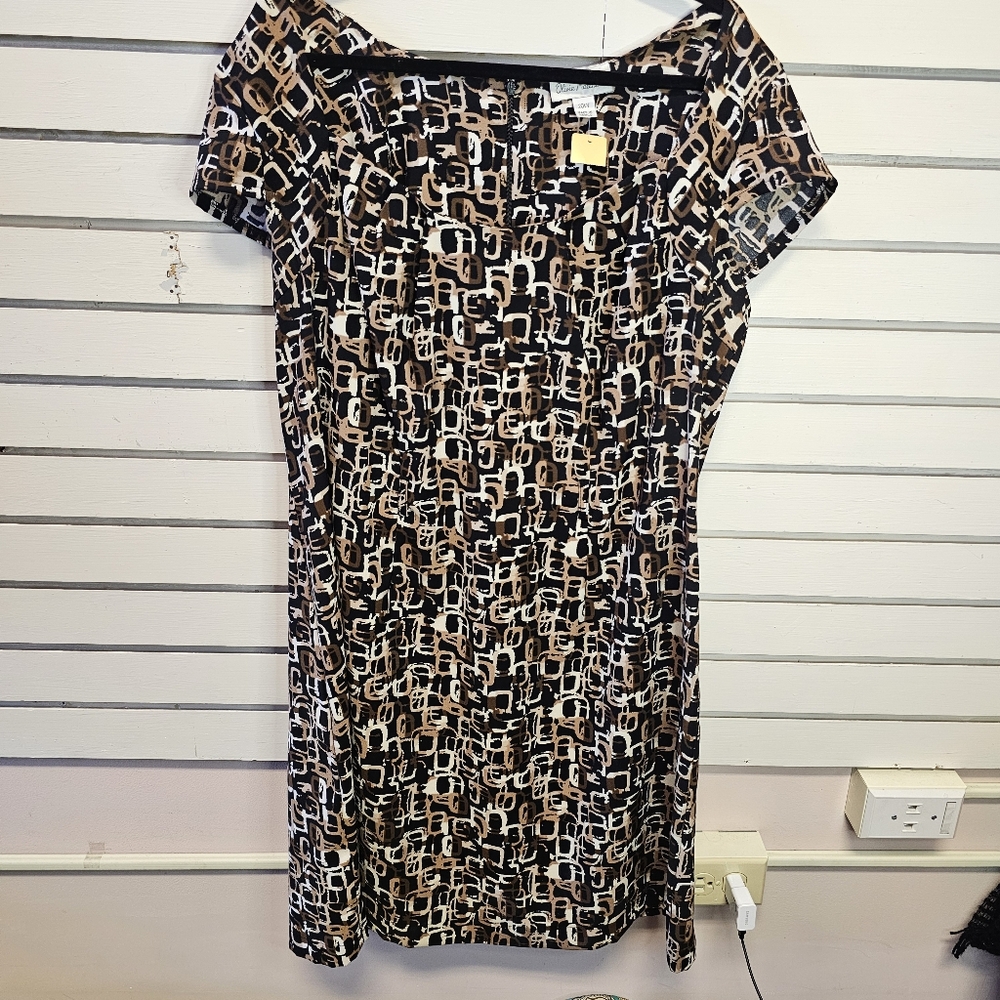 Olivia Matthew Brown and Yellow Geometric Print 20W Dress